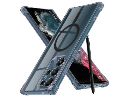 97953 2 techsuit shockproof clear silicone magsafe kryt na samsung galaxy s22 ultra 5g dymovo cierny
