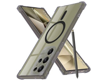97992 2 techsuit shockproof clear silicone magsafe kryt na samsung galaxy s24 ultra dymovo cierny