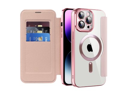 98871 techsuit smartmag book puzdro na iphone 14 pro max ruzove