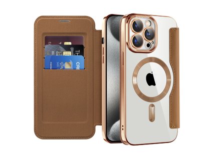 98973 techsuit smartmag book puzdro na iphone 15 pro max hnede