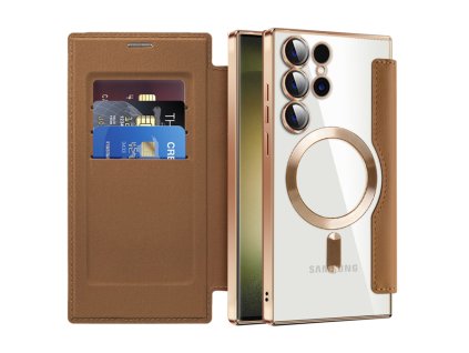 98181 techsuit smartmag book puzdro na samsung galaxy s23 ultra hnede