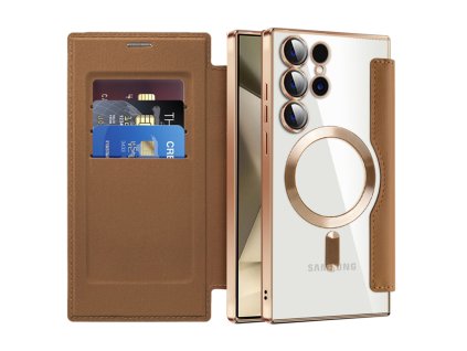 98229 techsuit smartmag book puzdro na samsung galaxy s24 ultra hnede
