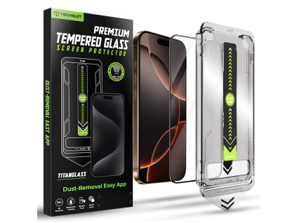 98505 7 techsuit titanglass fullcover ochranne sklo pre iphone 16 pro iphone 17 cierne