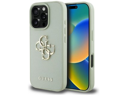 101751 guess hardcase grained big 4g logo small classic logo ochranny obal na iphone 16 pro zelene