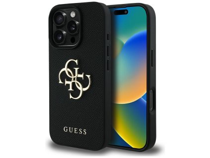 101757 guess hardcase grained big 4g logo small classic logo ochranny obal na iphone 16 pro max cierne