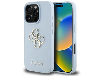 101766 guess hardcase grained big 4g logo small classic logo ochranny obal na iphone 16 pro max modre