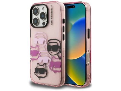 100905 karl lagerfeld iml multi head pattern ochranny obal na iphone 16 pro max ruzova karl choupette hlava