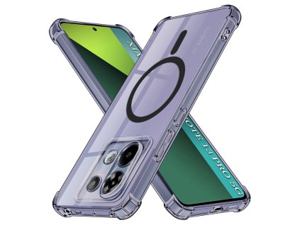 101988 2 techsuit shockproof clear silicone magsafe ochranny obal na xiaomi redmi note 13 pro 5g poco x6 dymovo cierny