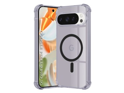 102978 2 techsuit shockproof clear silicone magsafe odolny priehladny silikonovy obal na google pixel 9 pro dymovo cierny