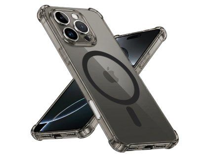 104088 techsuit shockproof clear silicone magsafe obal na iphone 16 pro dymovo cierny