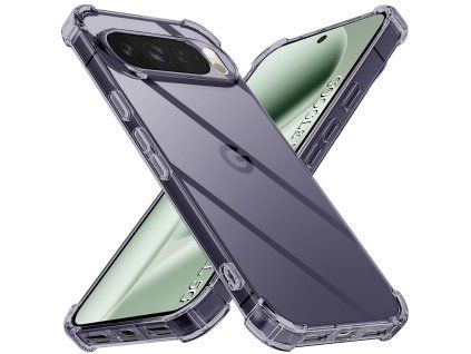 104898 2 techsuit shockproof clear silicone obal na google pixel 10 pro xl dymovo cierny