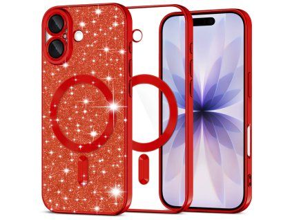 105105 techsuit luxury glitter magsafe ochranny obal na iphone 17 cerveny