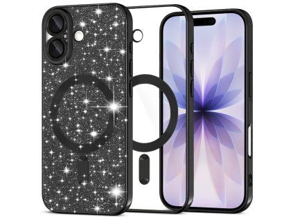 105099 techsuit luxury glitter magsafe ochranny obal na iphone 17 cierny