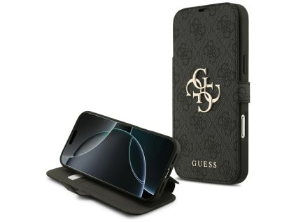 110091 guess book 4g metal logo knizkove puzdro na iphone 17 pro max cierne