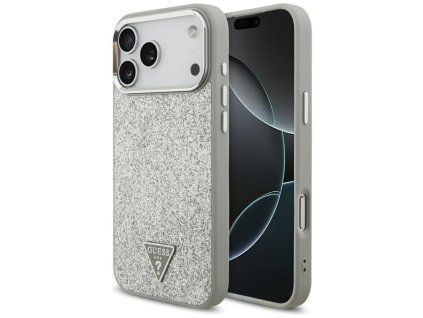 110103 guess glitter triangle logo magsafe puzdro na iphone 17 pro strieborne
