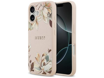 110178 guess grained flowers magsafe puzdro na iphone 17 ruzove