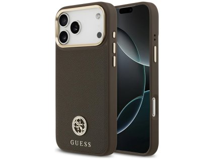 109875 guess grained strass logo magsafe puzdro na iphone 17 pro max hnede