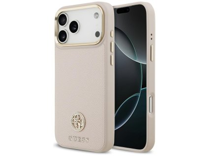 109872 guess grained strass logo magsafe puzdro na iphone 17 pro max ruzove