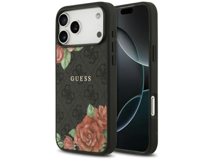 109602 guess hardcase 4g flowers print magsafe obal na iphone 17 pro max cierny