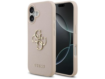 109761 guess hardcase 4g grained big and classic logo obal na iphone 17 ruzovy