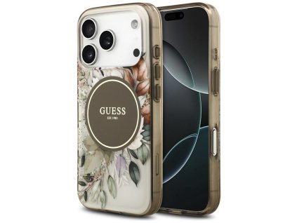 109836 guess iml flower tonal circle magsafe obal na iphone 17 pro hnedy