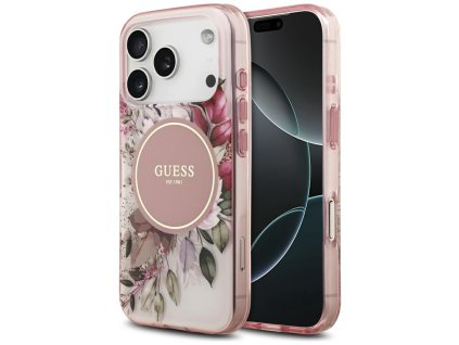 109842 guess iml flower tonal circle magsafe obal na iphone 17 pro ruzovy