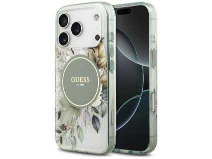 109839 guess iml flower tonal circle magsafe obal na iphone 17 pro zeleny