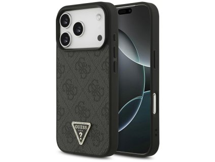 109707 guess leather 4g triangle strass magsafe obal na iphone 17 pro cierny