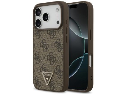 109689 guess leather 4g triangle strass magsafe obal na iphone 17 pro hnedy