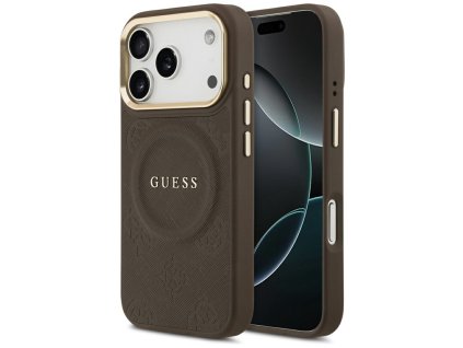 109791 guess peony hot stamp magsafe obal na iphone 17 pro hnedy