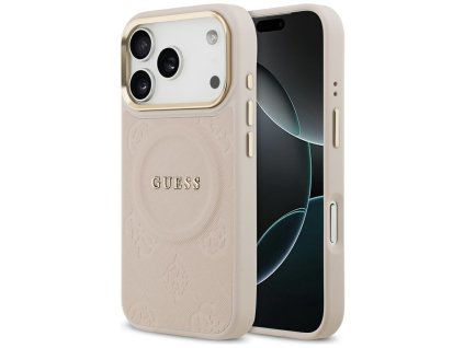 109788 guess peony hot stamp magsafe obal na iphone 17 pro ruzovy