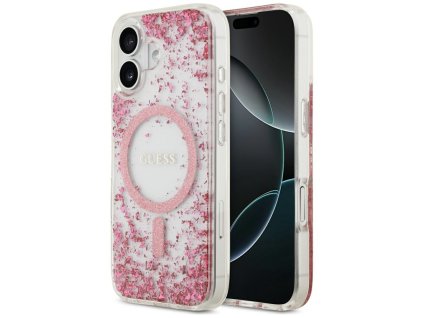 109755 guess resin bottom glitter magsafe obal na iphone 17 ruzovy