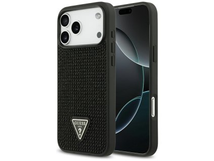 109626 guess rhinestone triangle logo obal na iphone 17 pro max cierny