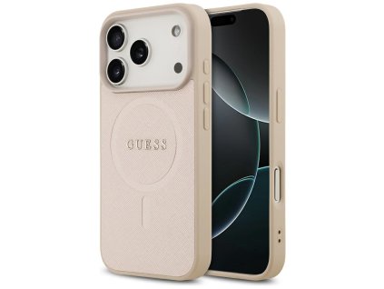109722 guess saffiano classic logo magsafe obal na iphone 17 pro ruzovy