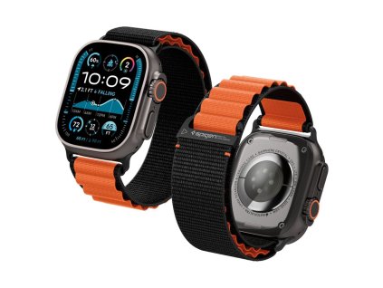 109485 spigen wbf1 remienok na apple watch 6 7 8 9 10 se se 2 ultra ultra 2 44 45 46 49mm cierny oranzovy