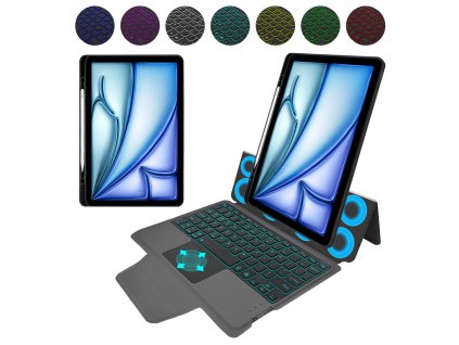 111339 techsuit keytab pro puzdro s klavesnicou ochranne sklo s rgb bezdrotovou klavesnicou drziakom na stylus na ipad air 11 2024 2025 cierne