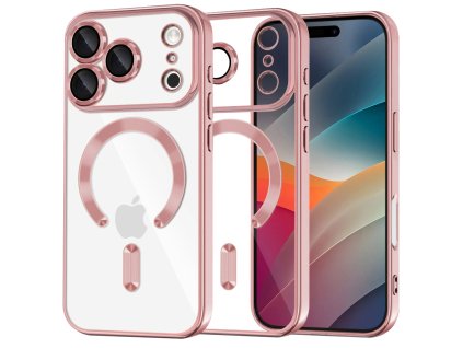 107706 techsuit luxury crystal magsafe kryt na iphone 17 pro ruzovy