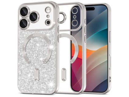 107769 techsuit luxury glitter magsafe kryt na iphone 17 pro strieborny