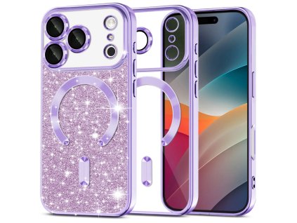 107784 techsuit luxury glitter magsafe kryt na iphone 17 pro svetlofialovy
