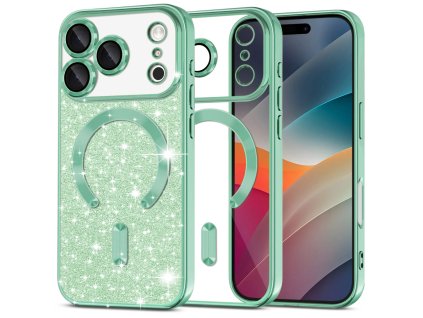 107781 techsuit luxury glitter magsafe kryt na iphone 17 pro svetlozeleny