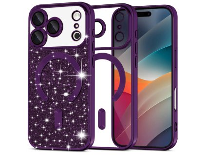 107778 techsuit luxury glitter magsafe kryt na iphone 17 pro tmavofialovy