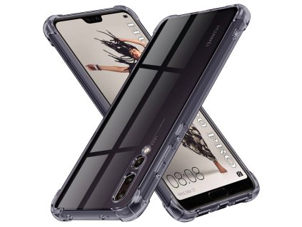 111207 techsuit shockproof clear silicone priehladny odolny silikonovy kryt na huawei p20 pro dymovo cierny