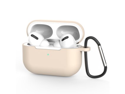 111360 techsuit silicone case silikonove puzdro na airpods pro 3 ultratenky hladky material kremove