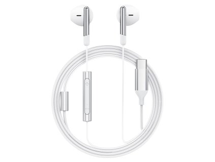 114087 acefast wired earphones l3 kablove sluchadla type c half in ear s mikrofonom proti zamotaniu flexibilne 1 2m biele