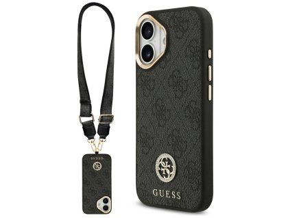 112005 guess 4g strass logo with big strap metal button magsafe puzdro pre iphone 17 cierne