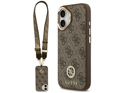 112008 guess 4g strass logo with big strap metal button magsafe puzdro pre iphone 17 hnede