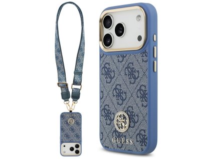112002 guess 4g strass logo with big strap metal button magsafe puzdro pre iphone 17 pro modre