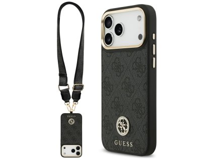 112017 guess 4g strass logo with big strap metal button magsafe puzdro pre iphone 17 pro max cierne