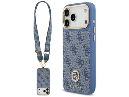 111978 guess 4g strass logo with big strap metal button magsafe puzdro pre iphone 17 pro max modre