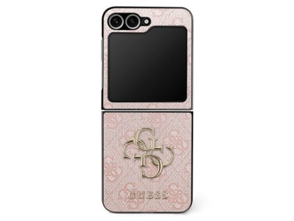 114687 guess leather 4g metal logo puzdro pre samsung galaxy z flip7 ruzove
